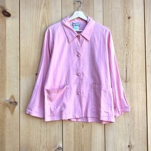 April Cornell Linen Blend Peach Top Button Up Sz Medium